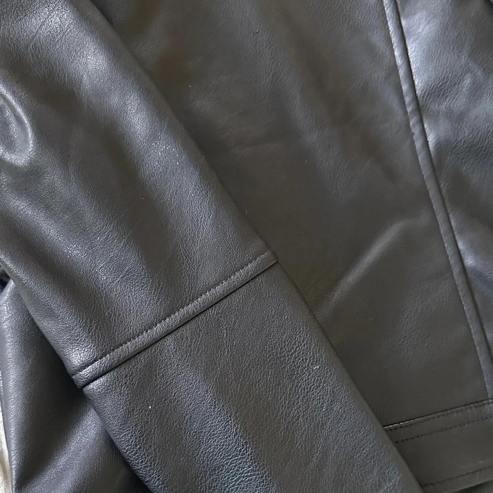 H&M Black Faux Leather Biker Jacket with Silver Hardware - Picture 8 of 8
